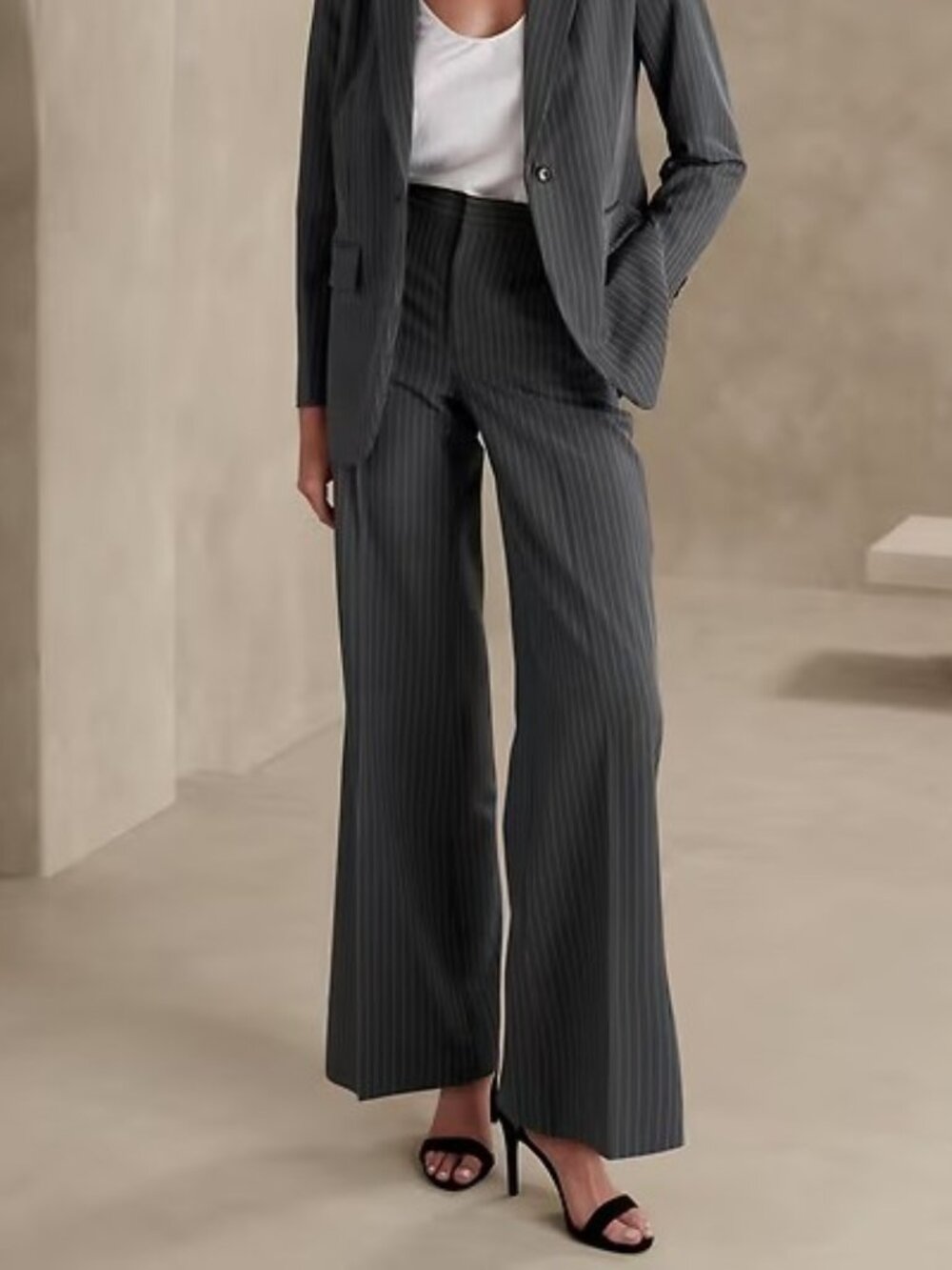 NWT Banana Republic Sculpted Wide Leg Trouser Pinstripe